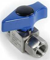 Restposten: Kugelhahn, Edelstahl, 1/2" IG x 1/2" IG, 3-teilig, mit Richtungshebel, 6000 PSI / 400 ba
